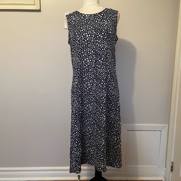 Vintage Blue and White polka dot midi dress - Picture 1 of 3
